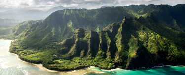 Tropical coastline with mountains